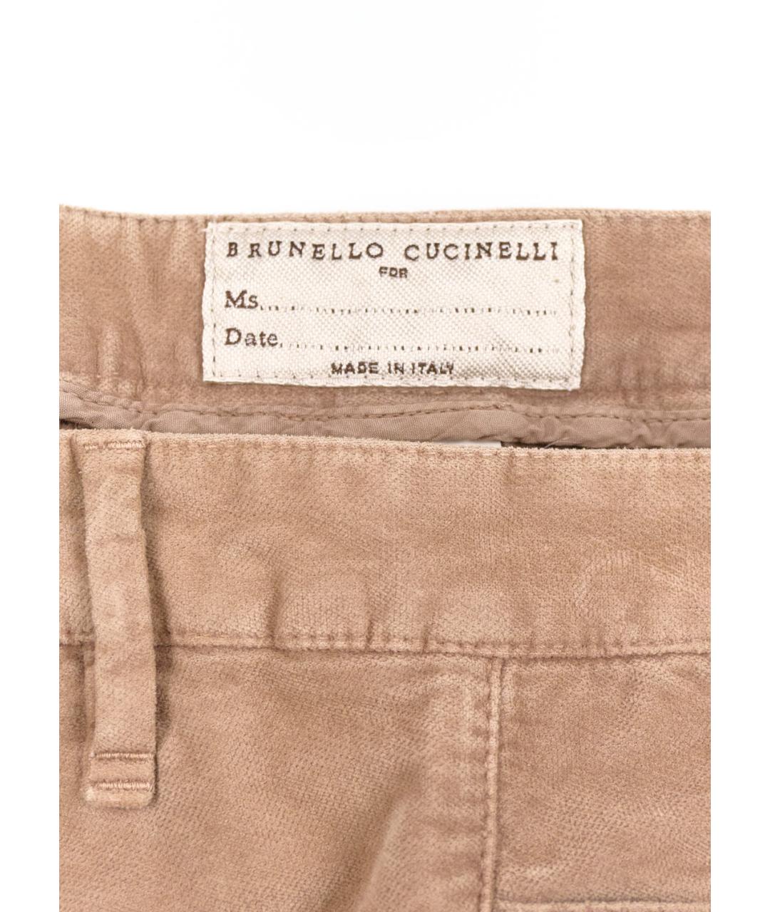 BRUNELLO CUCINELLI Коричневые хлопковые брюки широкие, фото 3