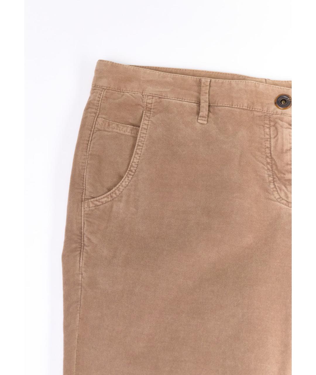 BRUNELLO CUCINELLI Коричневые хлопковые брюки широкие, фото 4