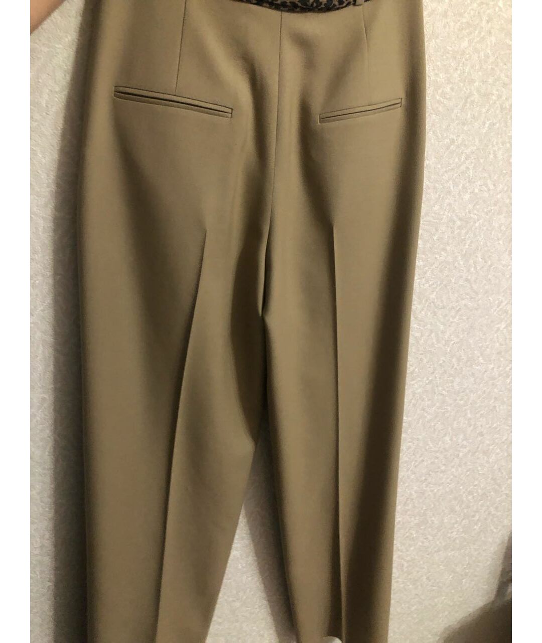 SAINT LAURENT Бежевые шерстяные прямые брюки, фото 3