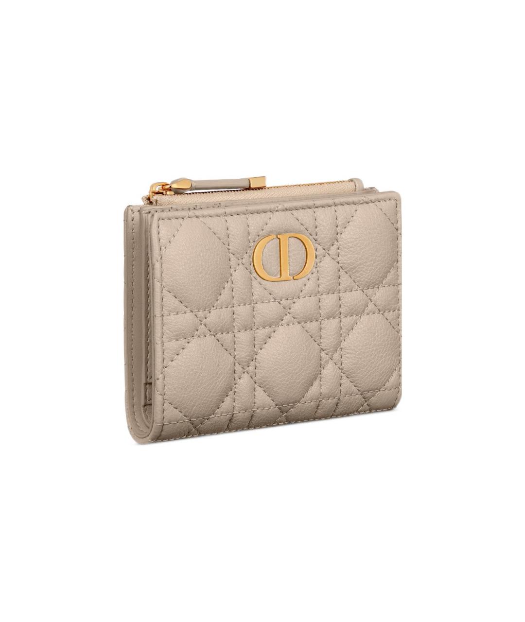 CHRISTIAN DIOR Бежевый кожаный кошелек, фото 2