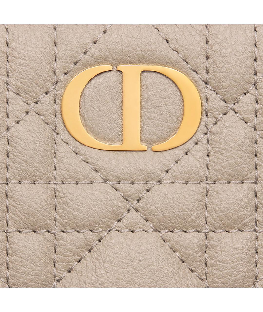 CHRISTIAN DIOR Бежевый кожаный кошелек, фото 4