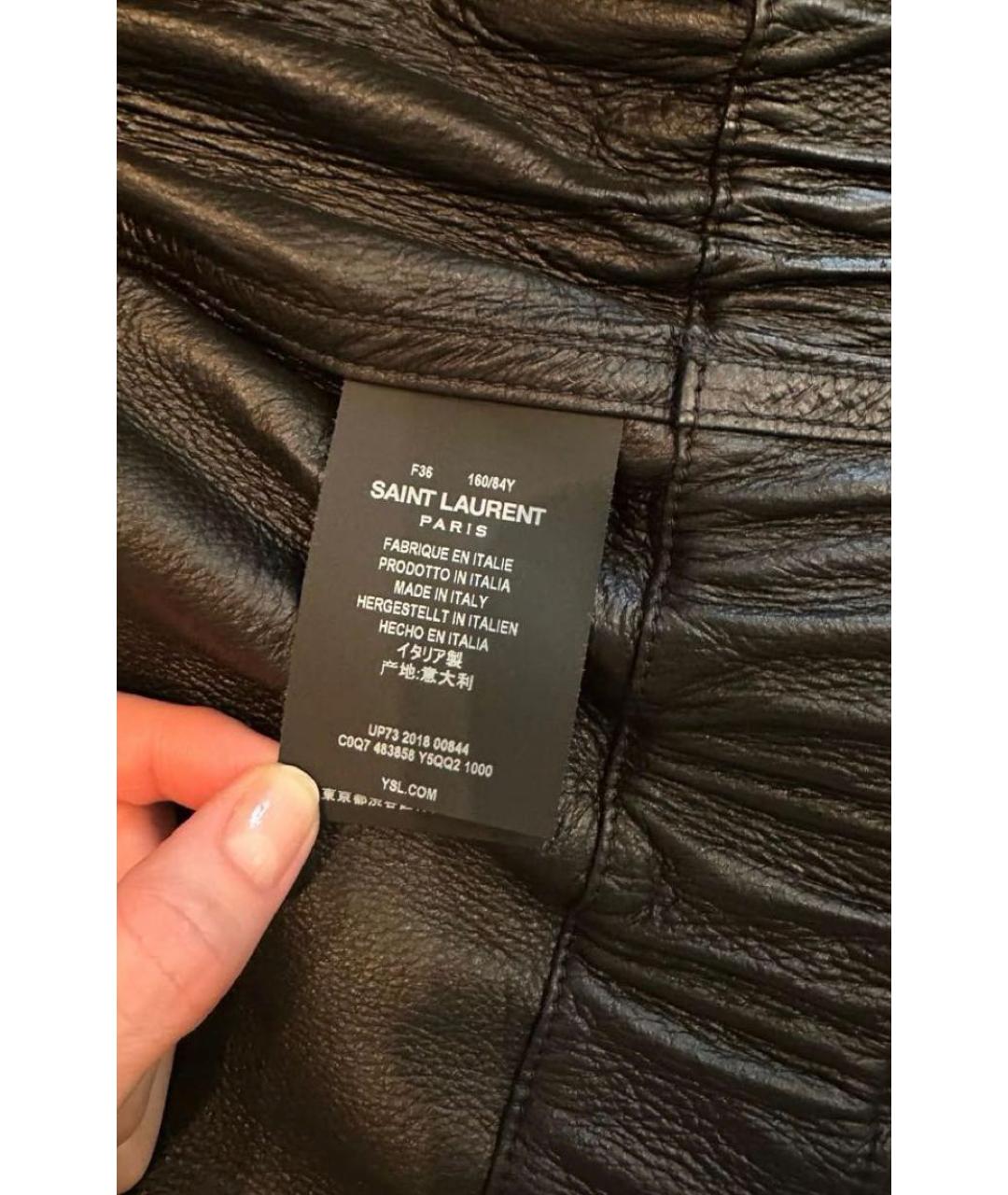 SAINT LAURENT Черная кожаная куртка, фото 4
