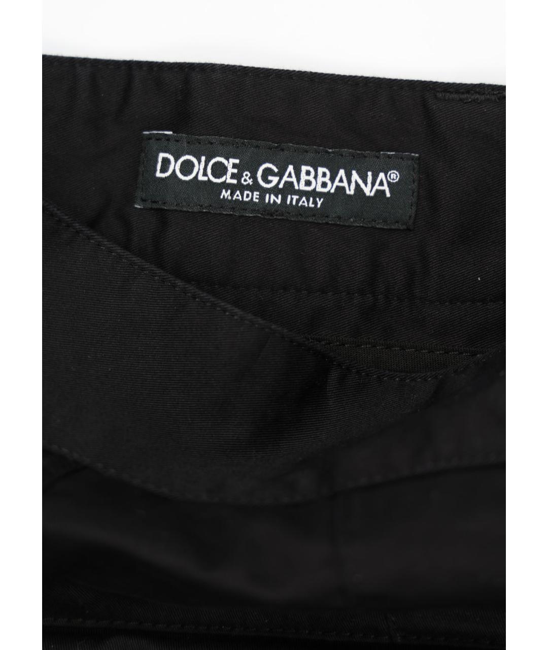 DOLCE&GABBANA Черные хлопко-эластановые классические брюки, фото 3