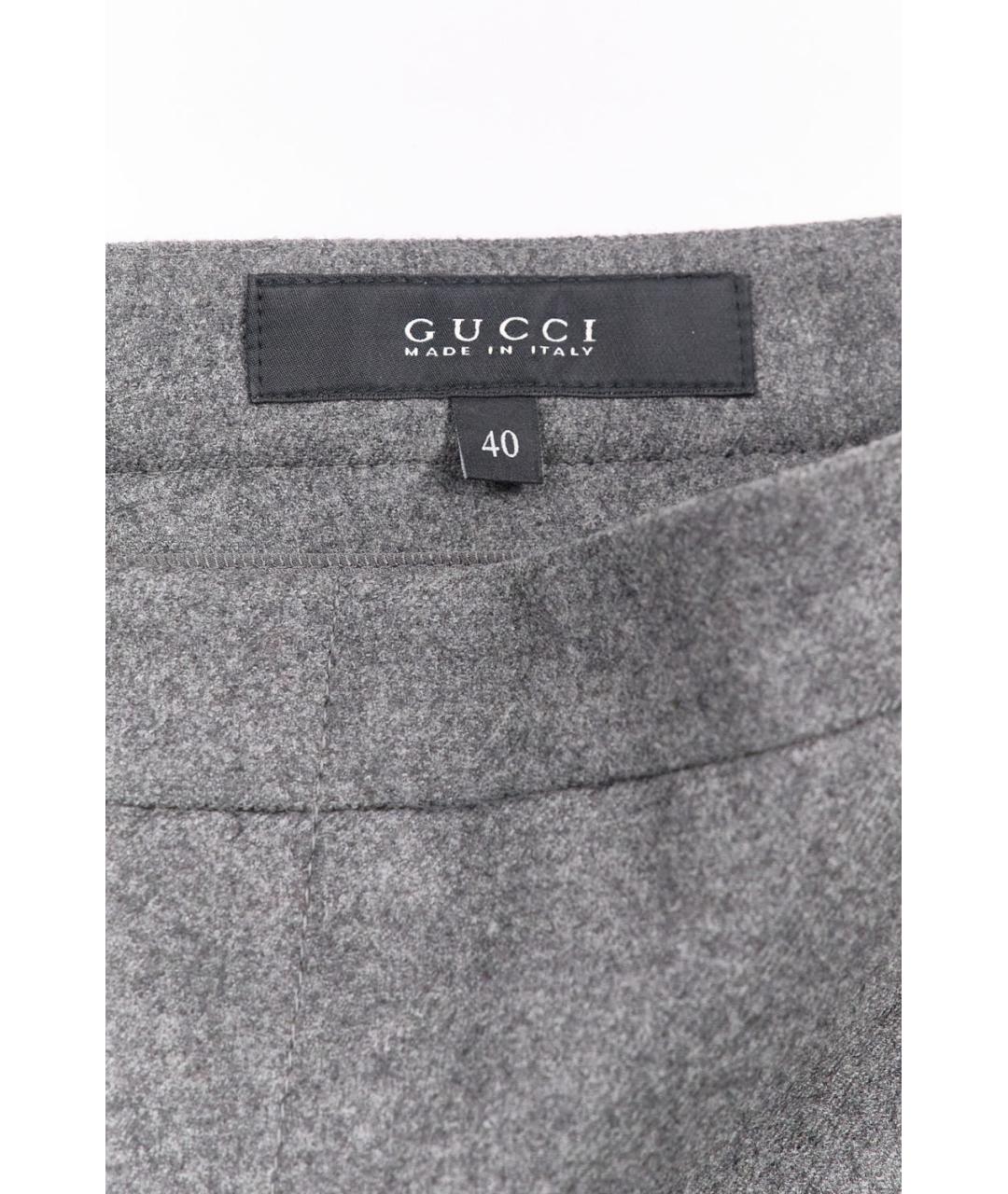 GUCCI Серые шерстяные прямые брюки, фото 3