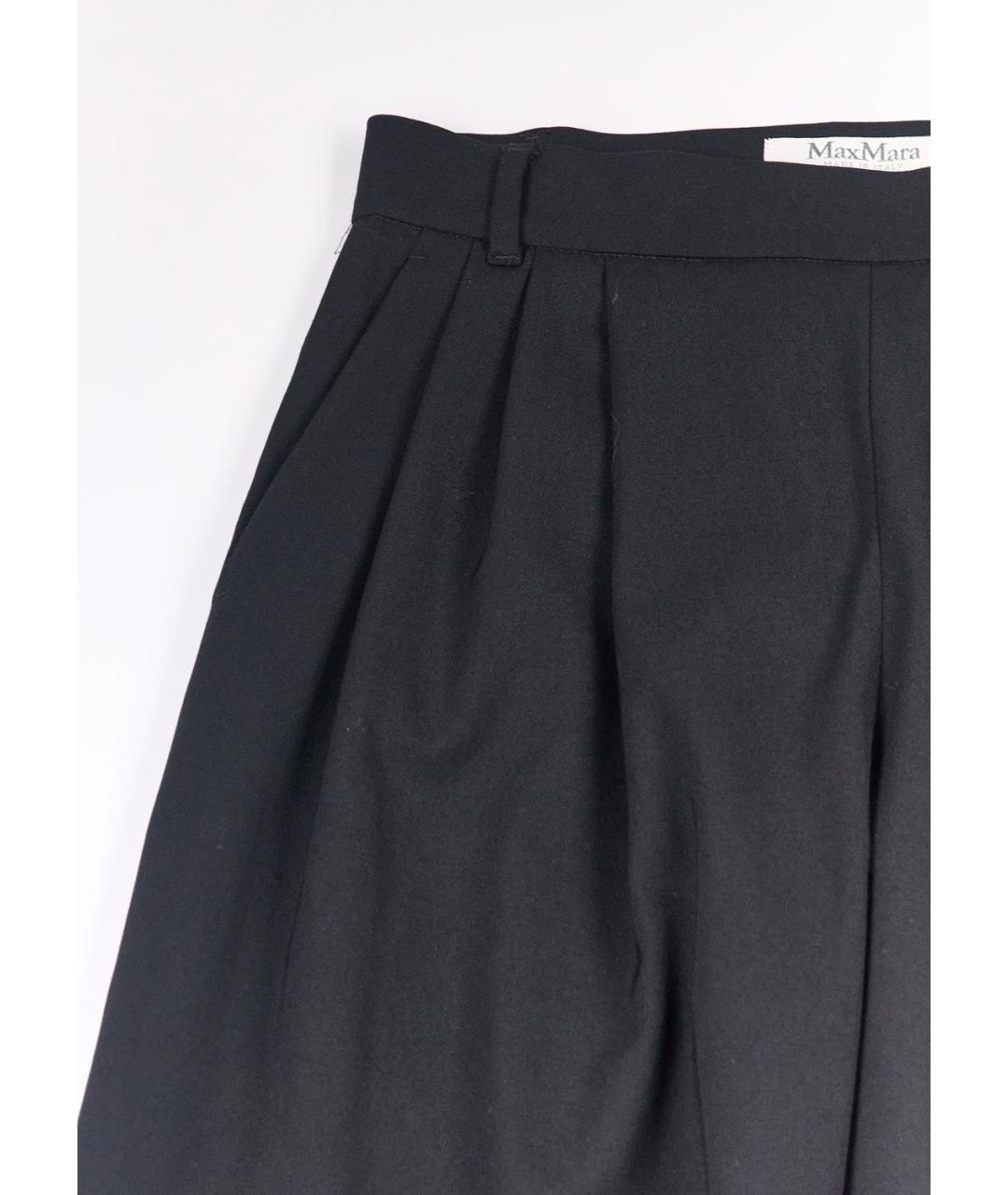 MAX MARA Черные шерстяные брюки широкие, фото 2