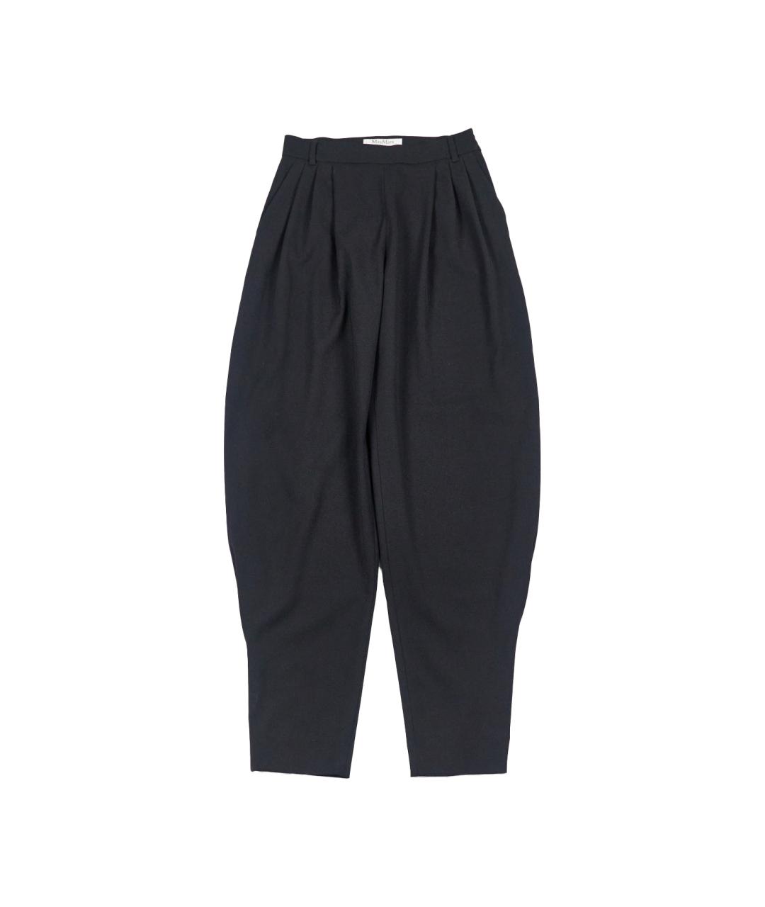 MAX MARA Черные шерстяные брюки широкие, фото 1