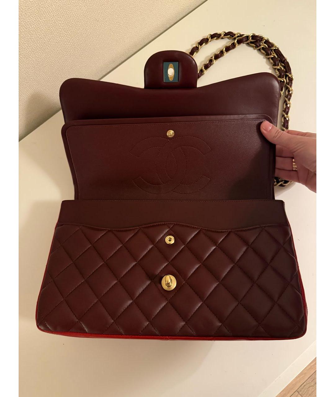 CHANEL Бордовая кожаная сумка через плечо, фото 5