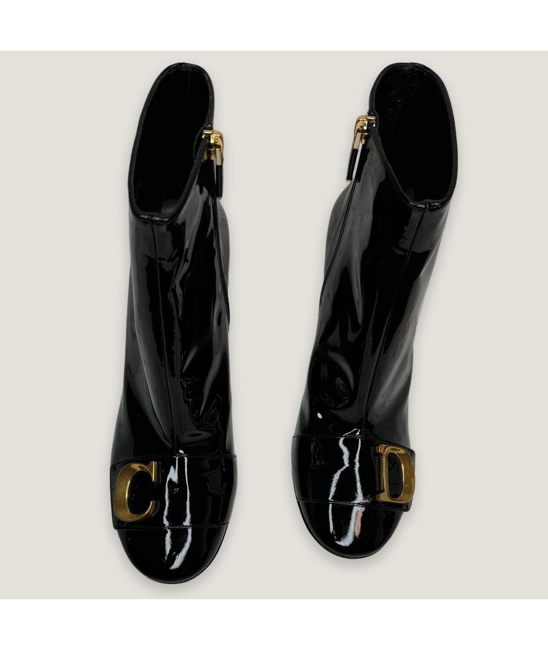 CHRISTIAN DIOR Черные ботильоны из лакированной кожи, фото 2