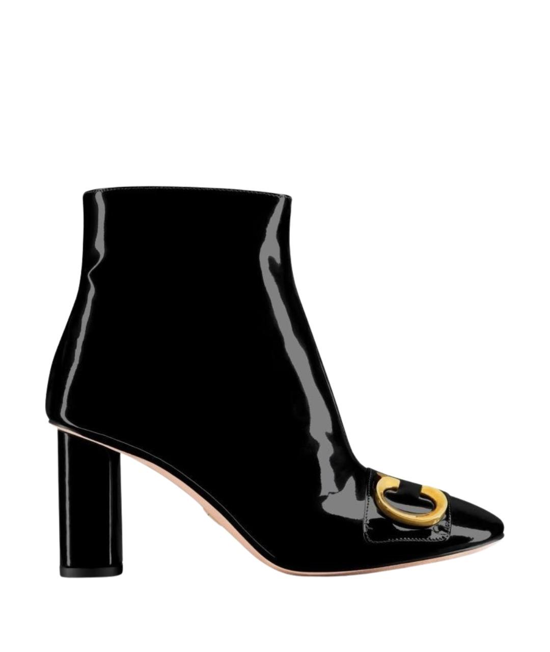 CHRISTIAN DIOR Черные ботильоны из лакированной кожи, фото 1