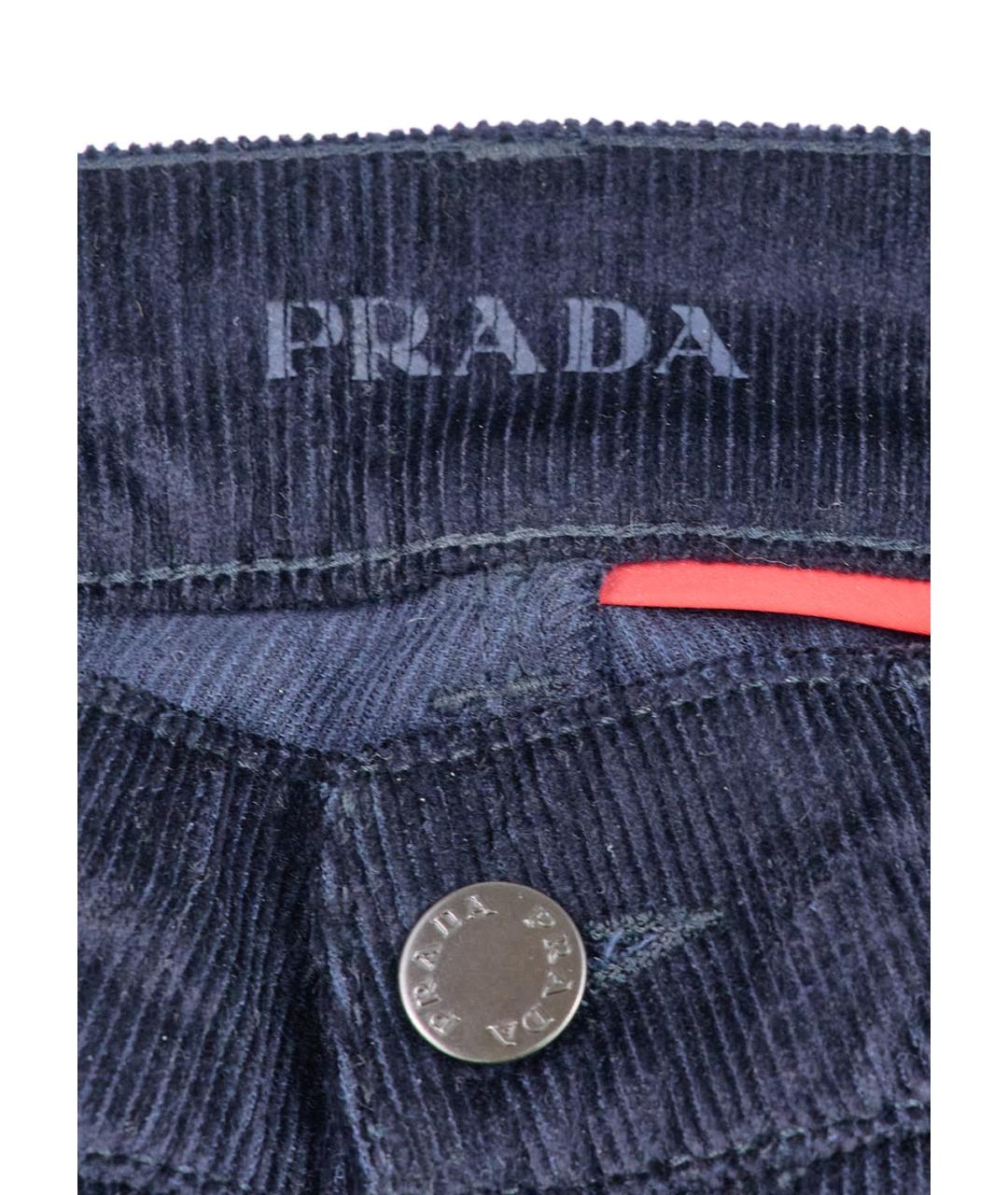 PRADA Темно-синие хлопковые прямые брюки, фото 3