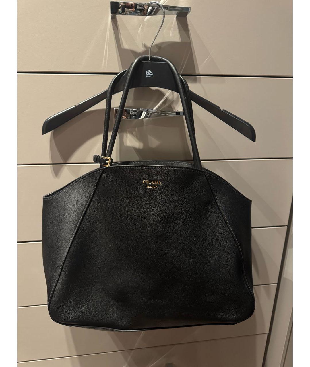 PRADA Черная кожаная сумка тоут, фото 2