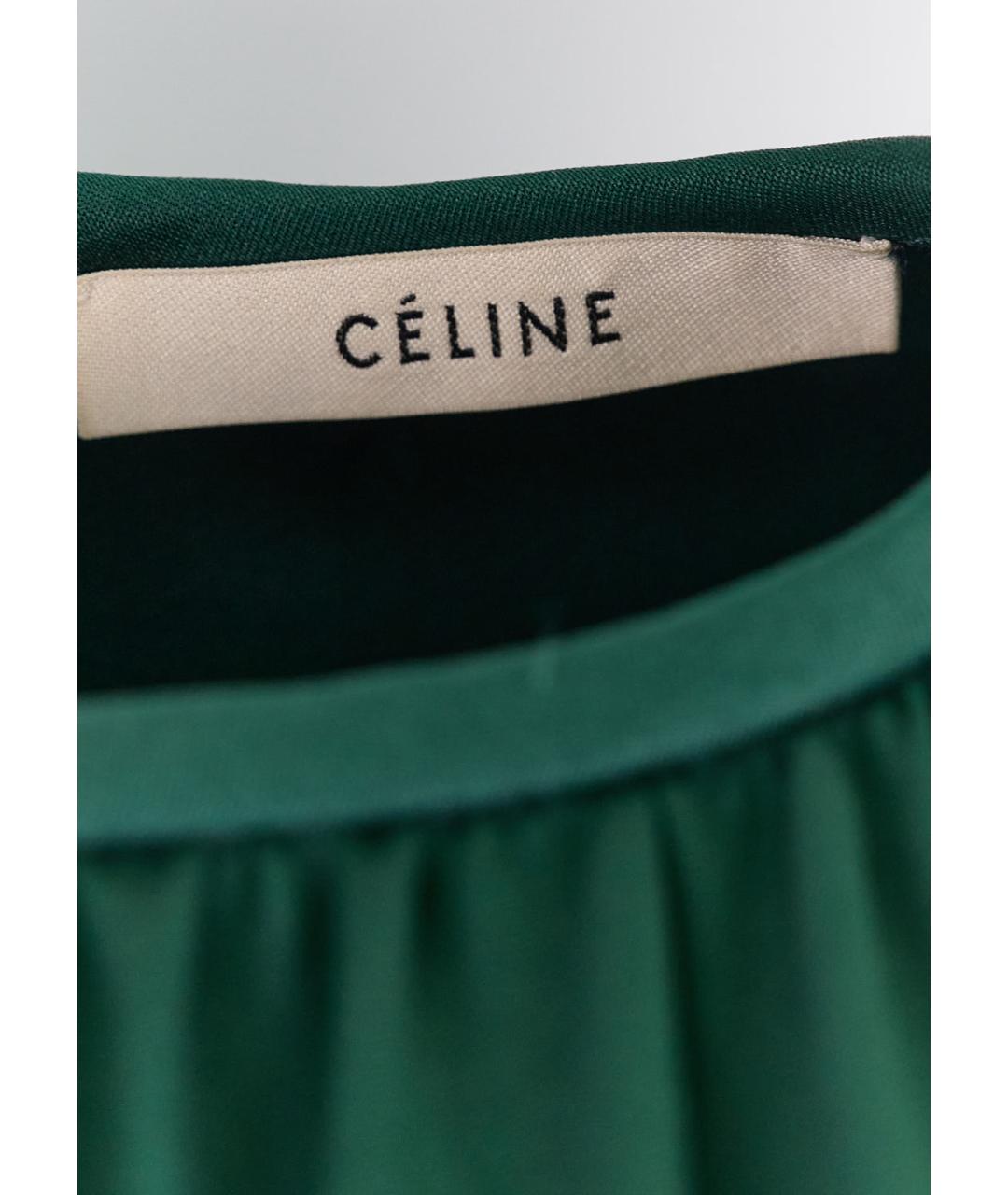CELINE Зеленые шелковое повседневное платье, фото 4