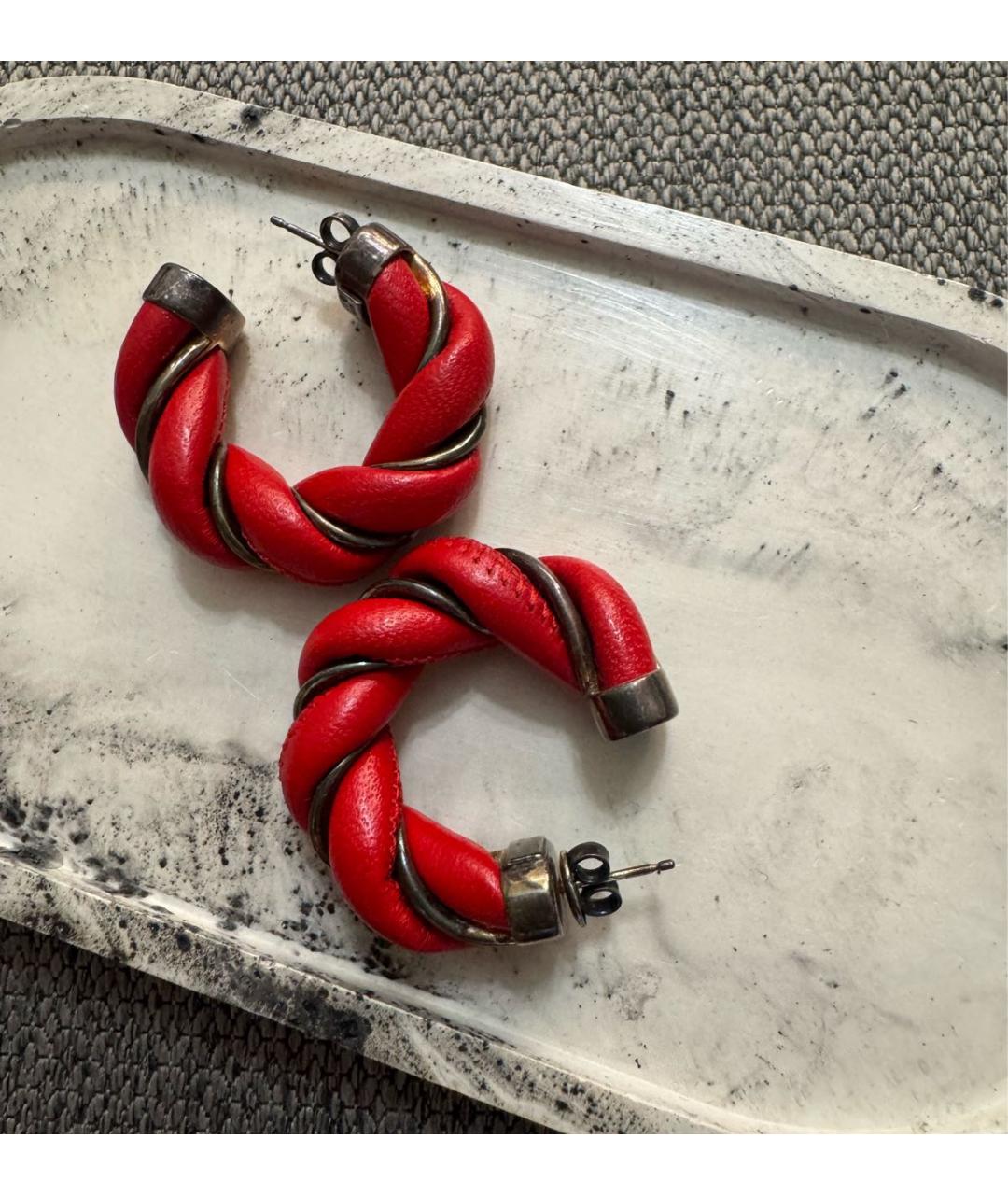 BOTTEGA VENETA Красные серебряные серьги, фото 2