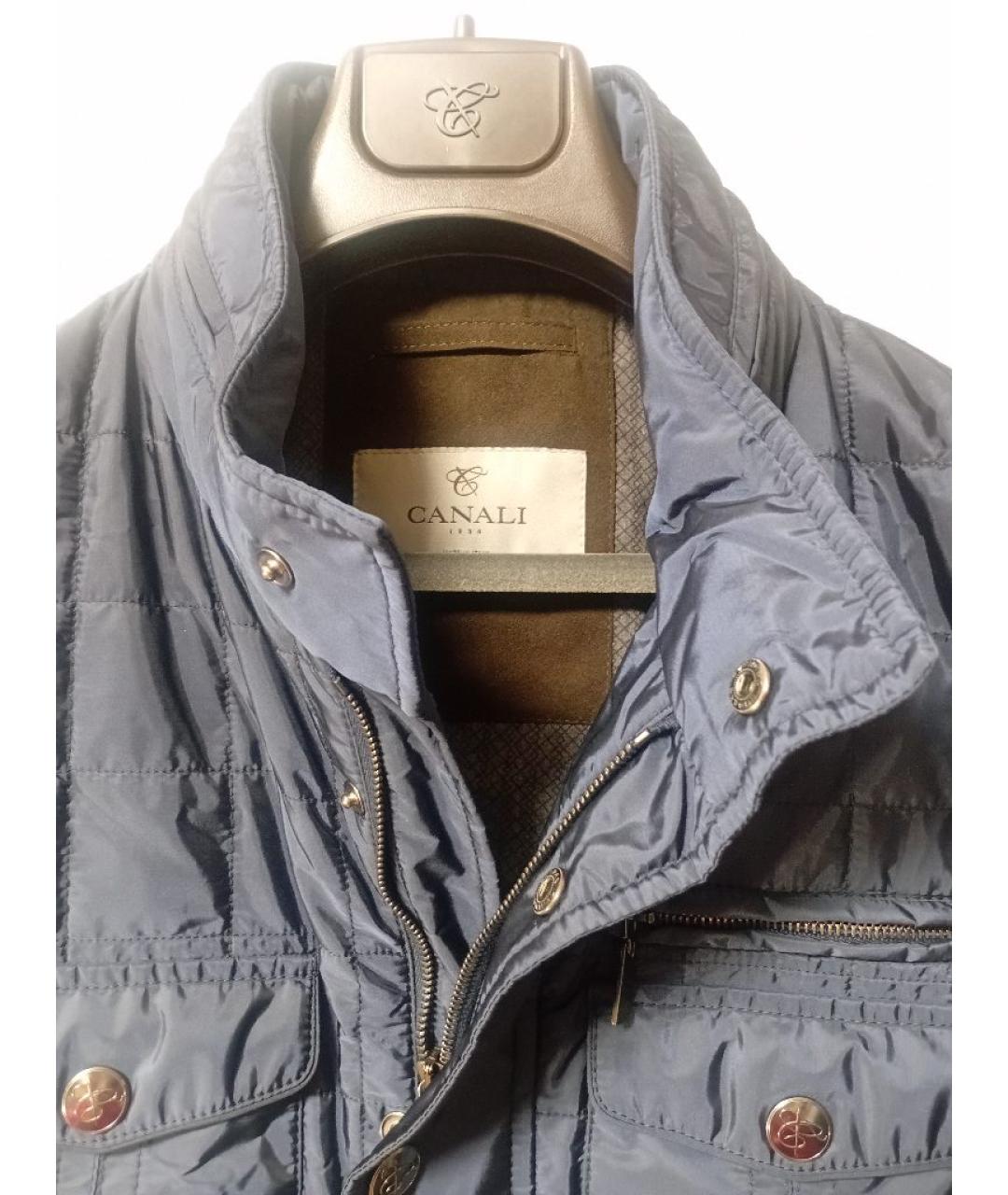 CANALI Темно-синяя полиэстеровая куртка, фото 4
