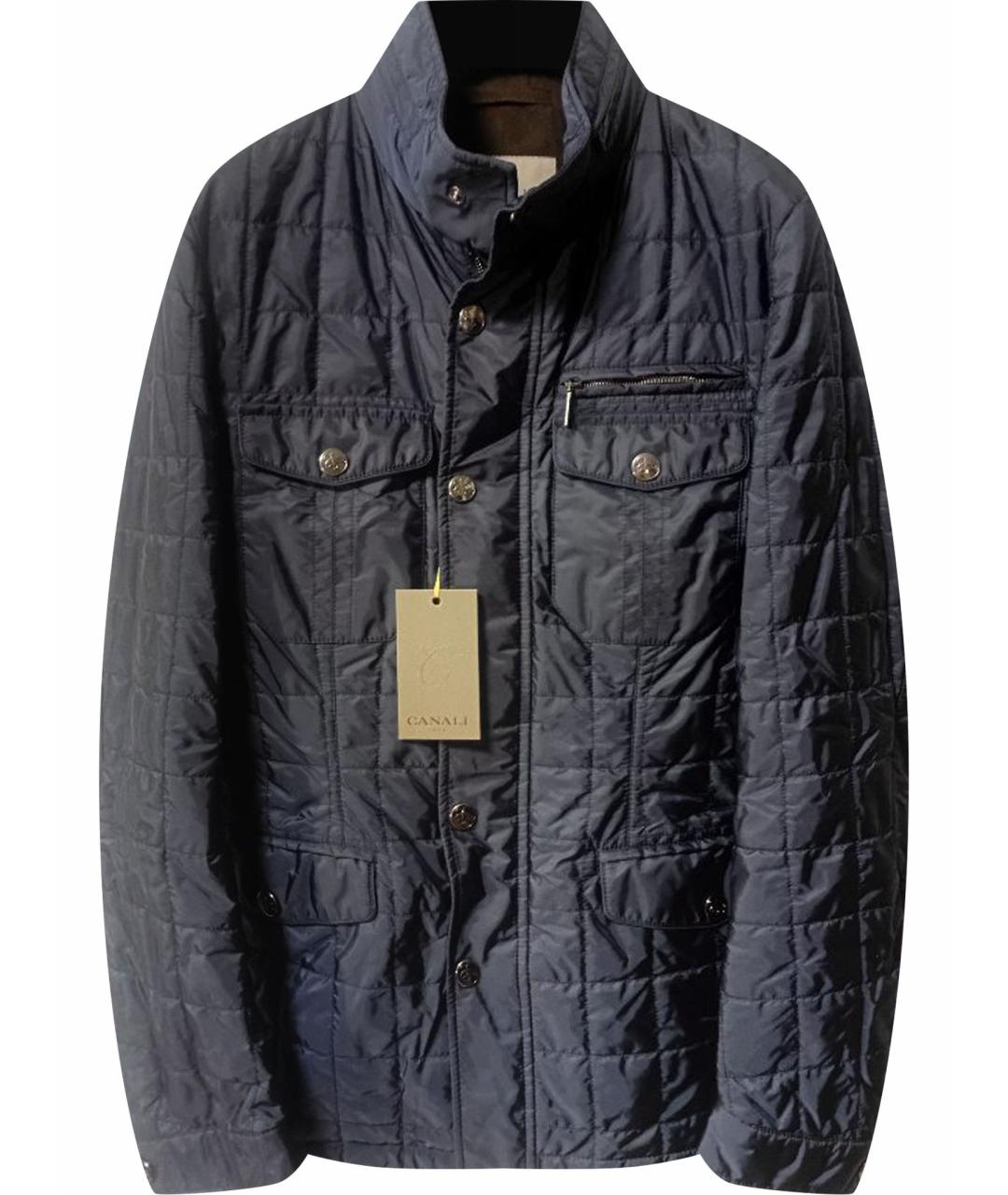 CANALI Темно-синяя полиэстеровая куртка, фото 1