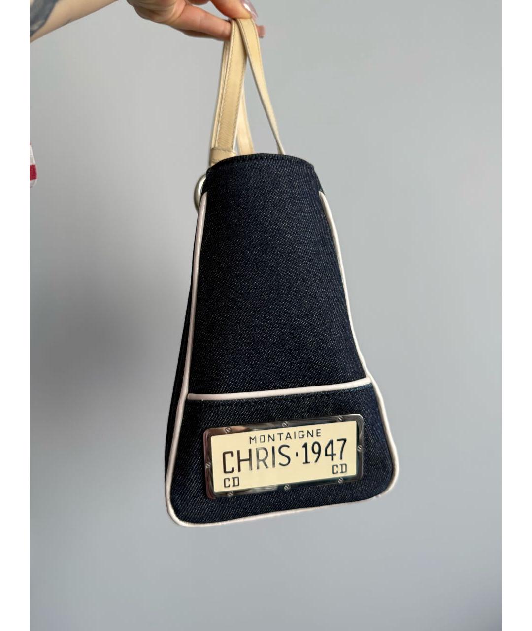 CHRISTIAN DIOR Темно-синяя деним сумка с короткими ручками, фото 2