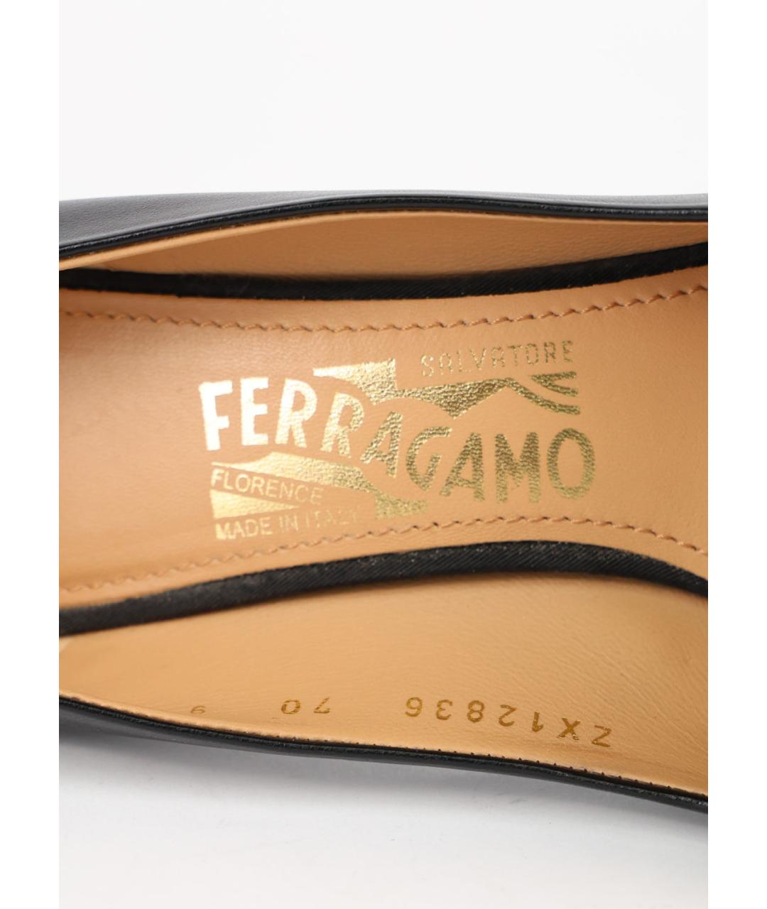 FERRAGAMO Черные кожаные туфли, фото 5