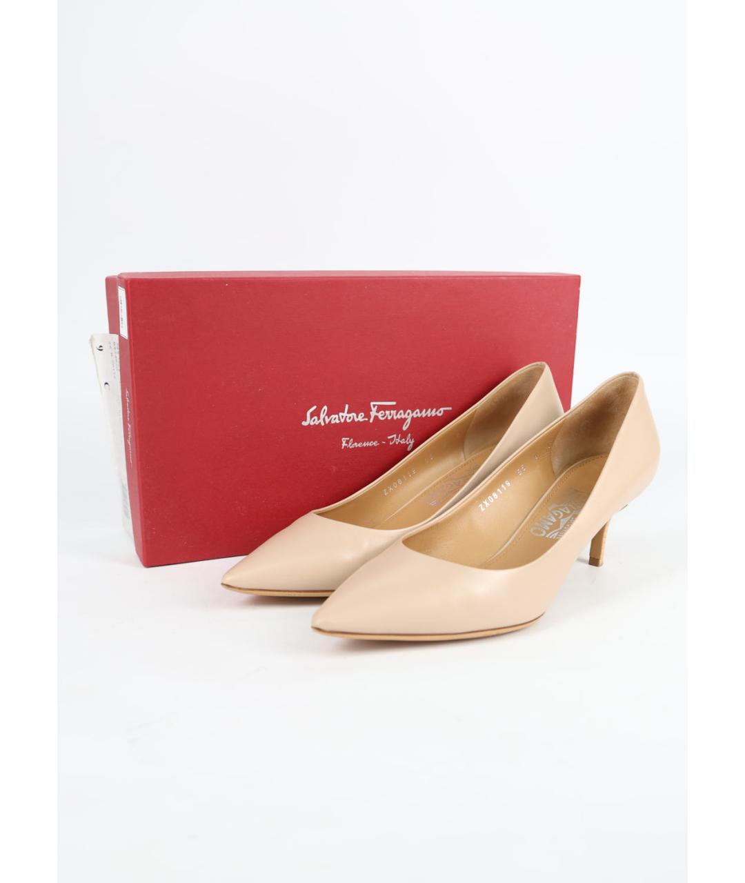 FERRAGAMO Бежевые кожаные туфли, фото 6