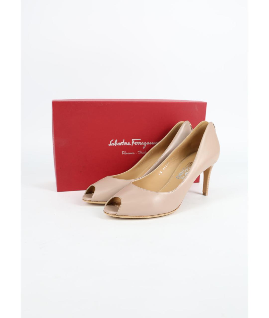 FERRAGAMO Бежевые кожаные туфли, фото 6