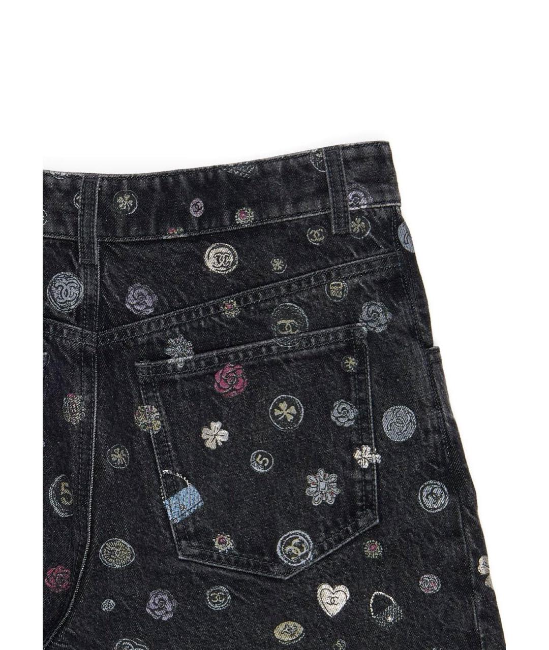 CHANEL Черные хлопко-полиэстеровые прямые джинсы, фото 3