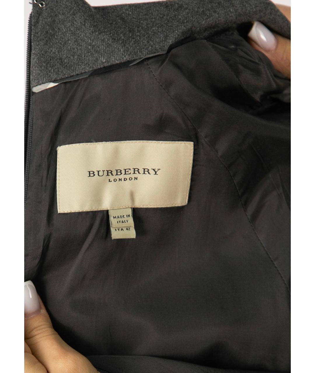 BURBERRY Серое шерстяное повседневное платье, фото 8