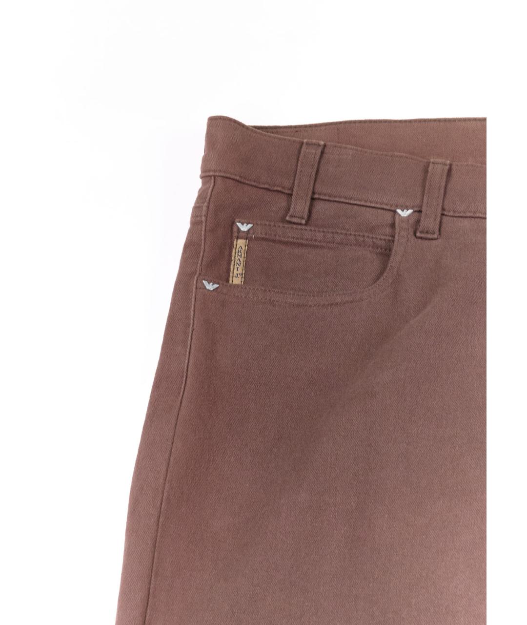 ARMANI JEANS Коричневые хлопко-эластановые прямые джинсы, фото 4