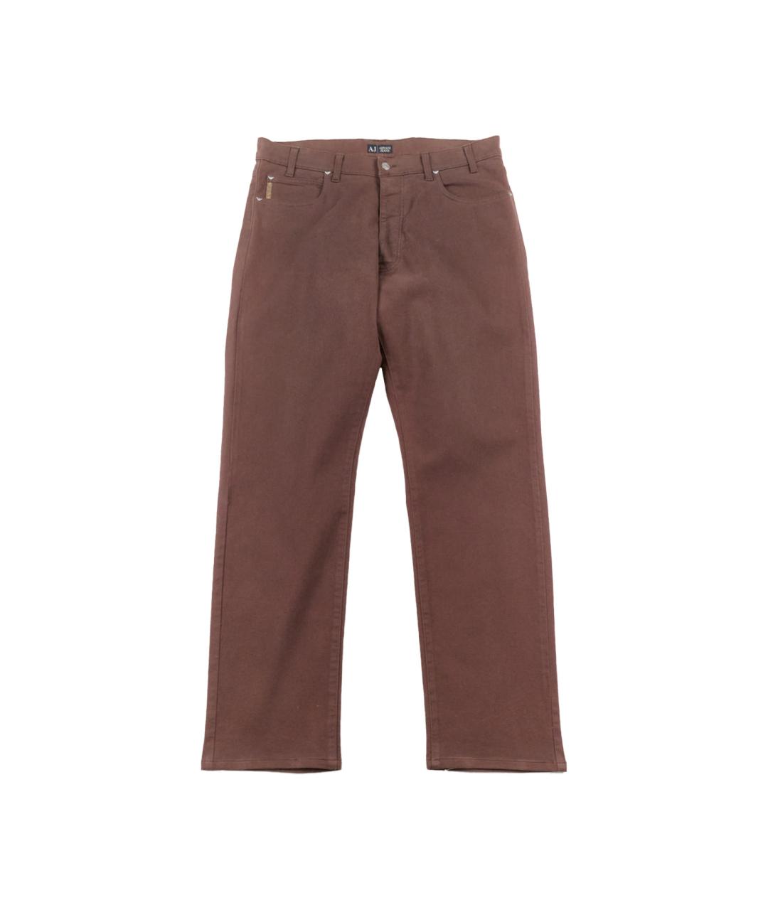 ARMANI JEANS Коричневые хлопко-эластановые прямые джинсы, фото 1
