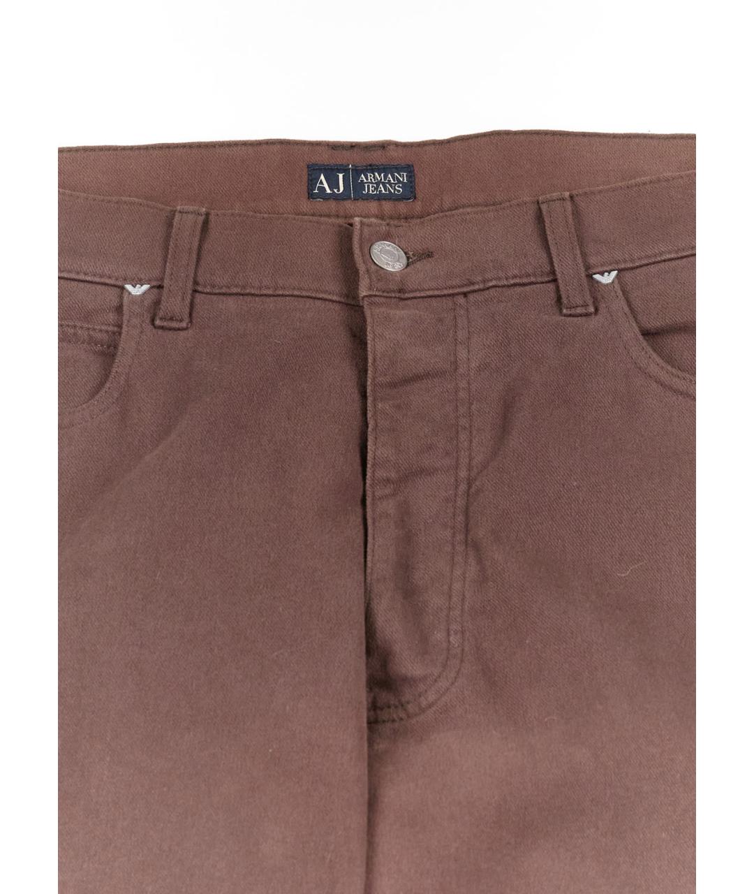 ARMANI JEANS Коричневые хлопко-эластановые прямые джинсы, фото 3