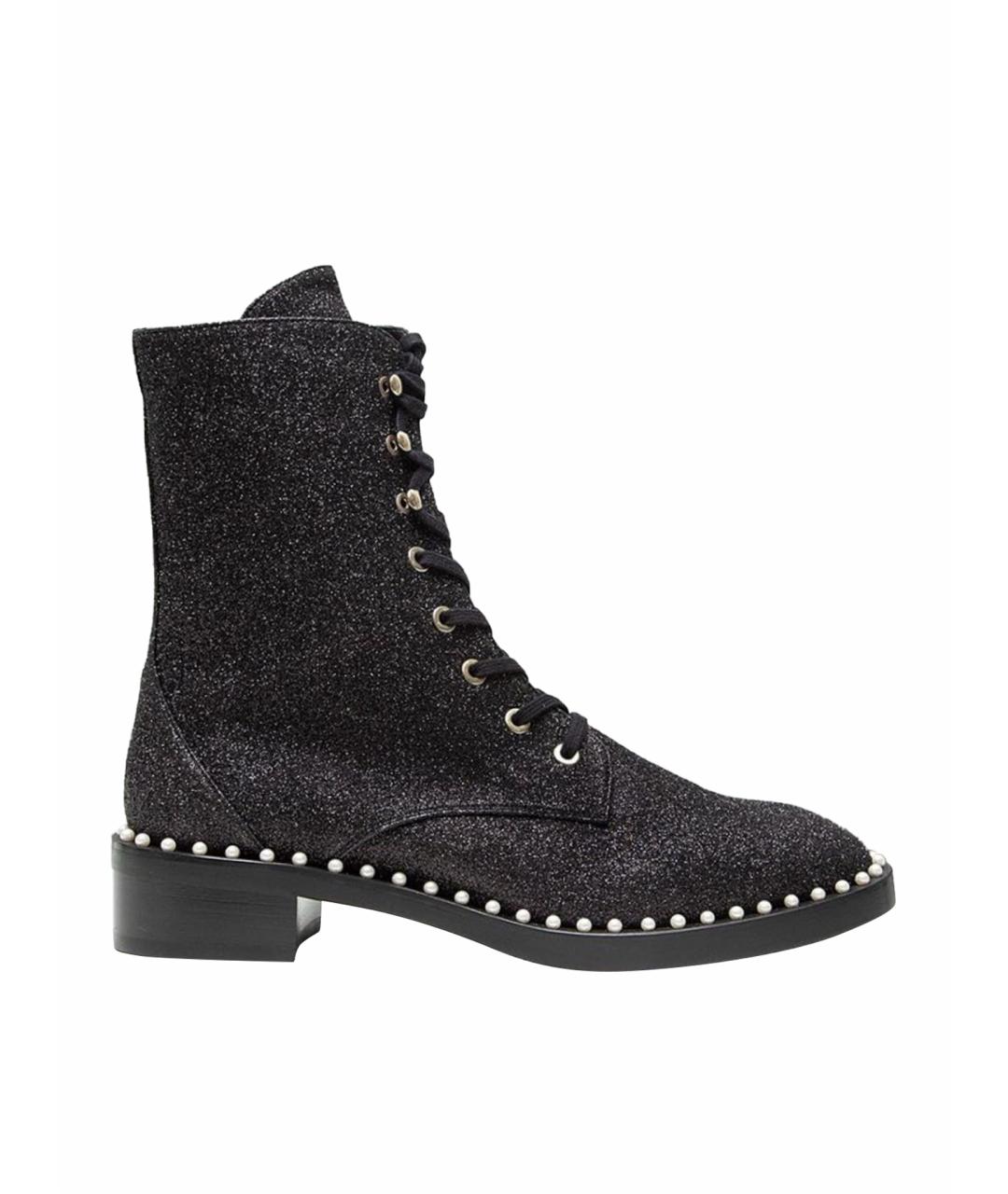 STUART WEITZMAN Черные текстильные ботинки, фото 1