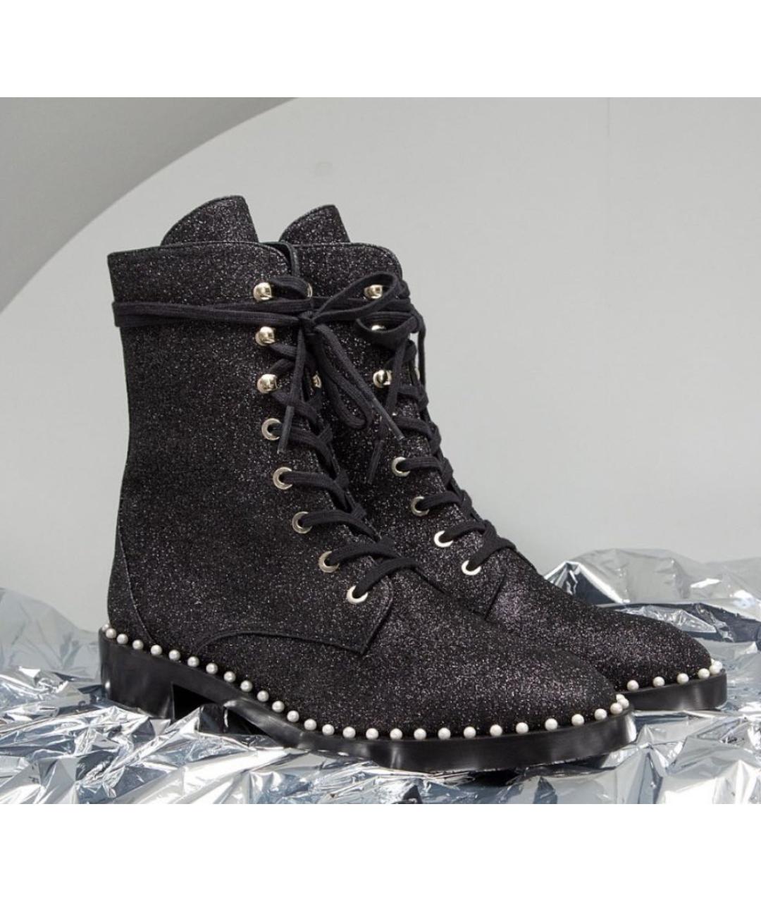 STUART WEITZMAN Черные текстильные ботинки, фото 4