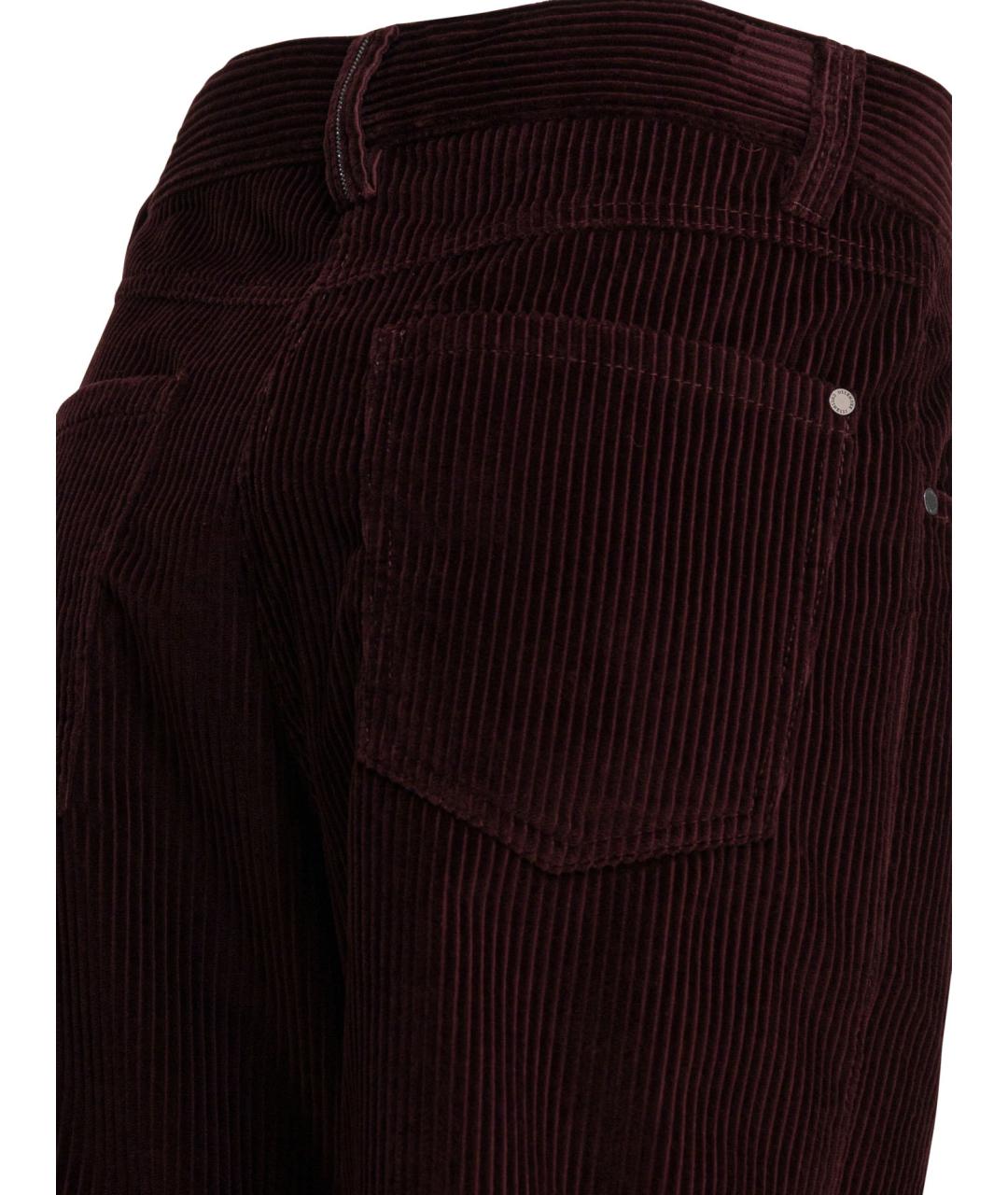 BRUNELLO CUCINELLI Бордовые хлопковые прямые брюки, фото 4