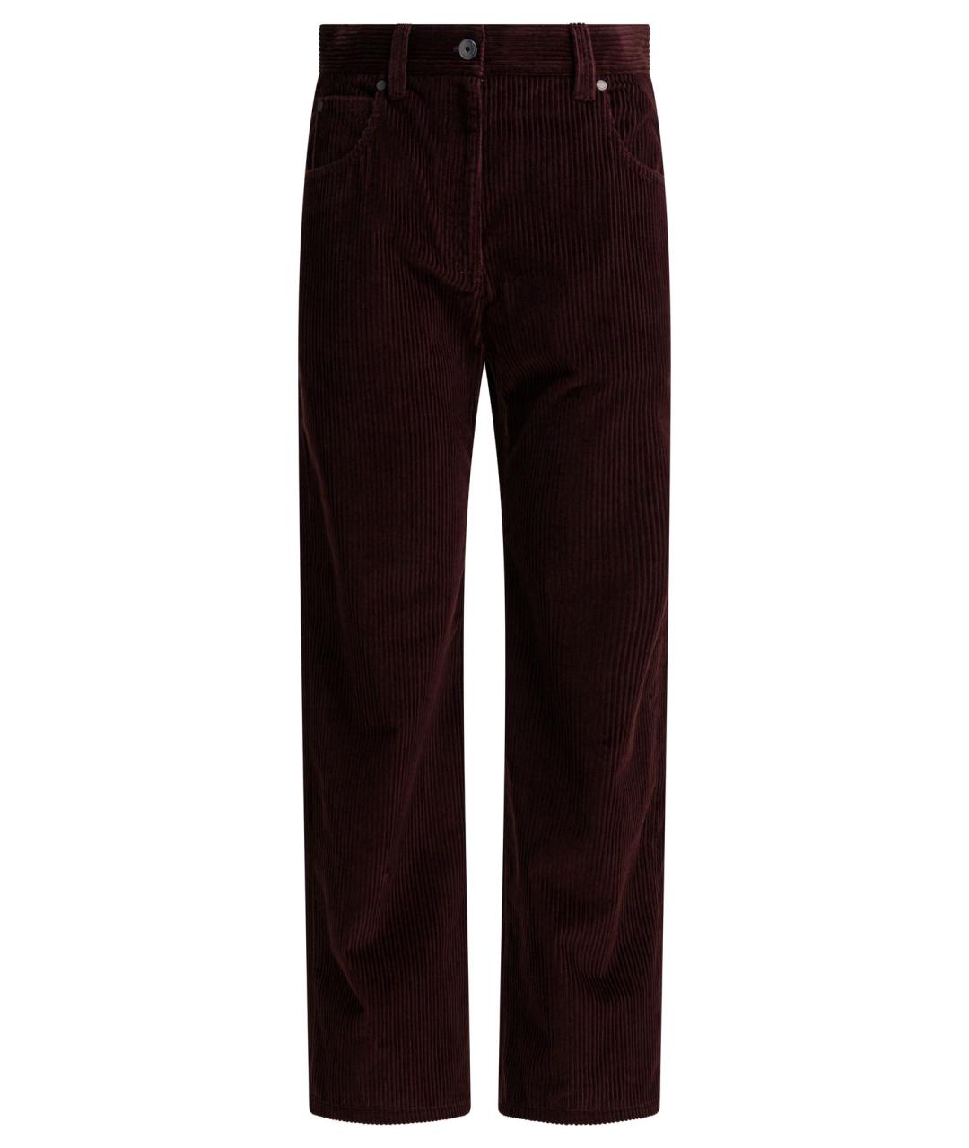 BRUNELLO CUCINELLI Бордовые хлопковые прямые брюки, фото 1