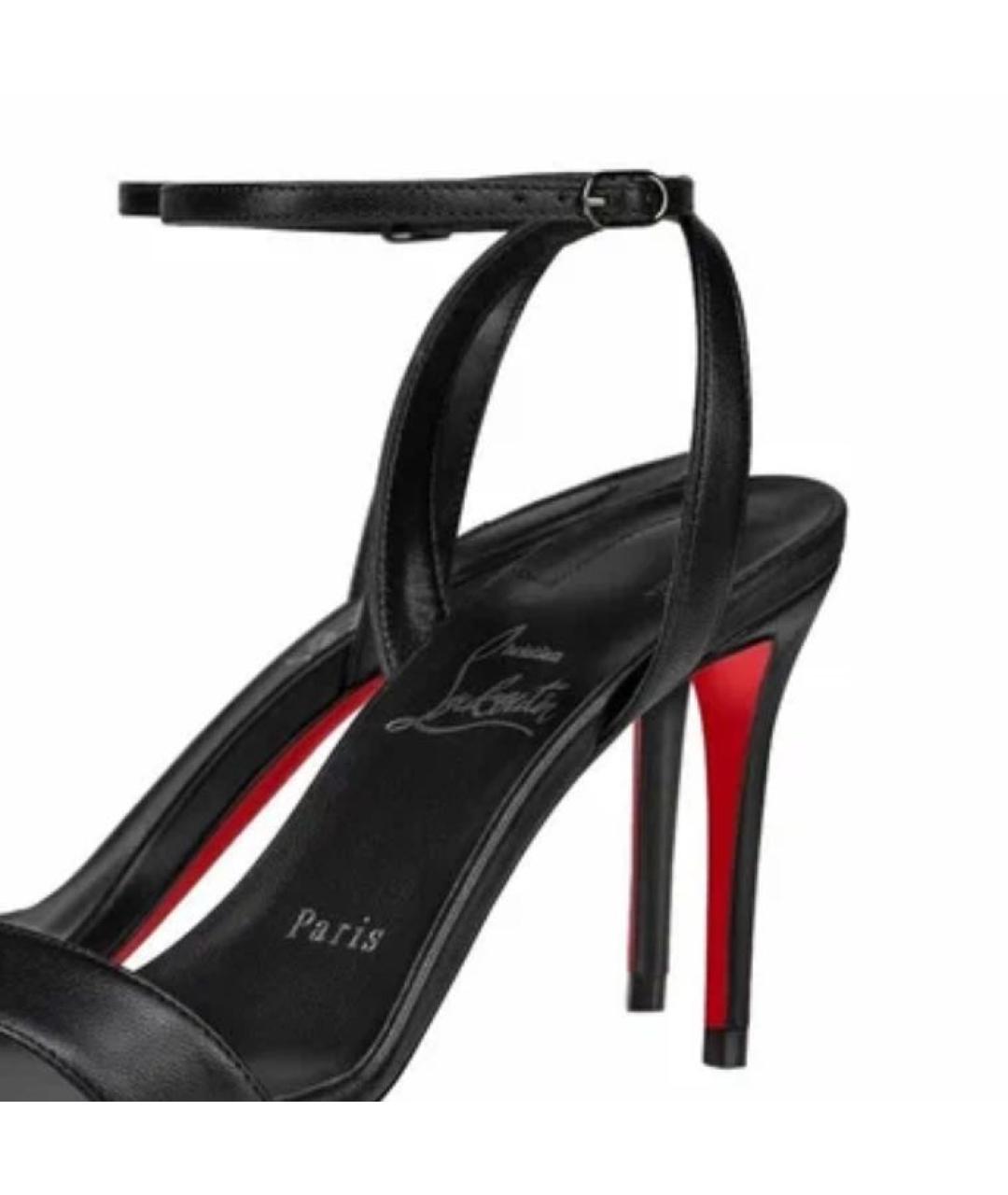 CHRISTIAN LOUBOUTIN Черные кожаные босоножки, фото 4