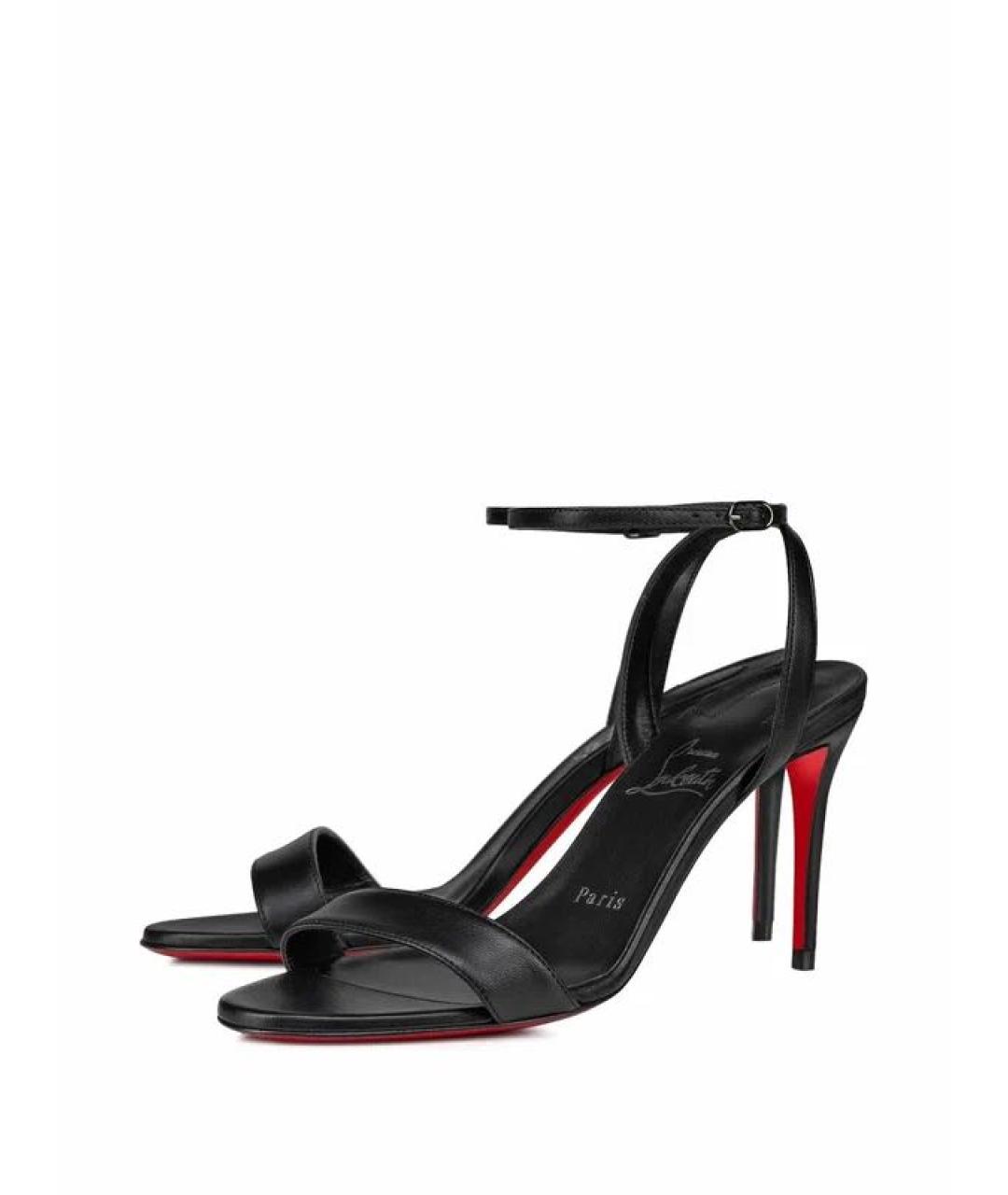 CHRISTIAN LOUBOUTIN Черные кожаные босоножки, фото 2