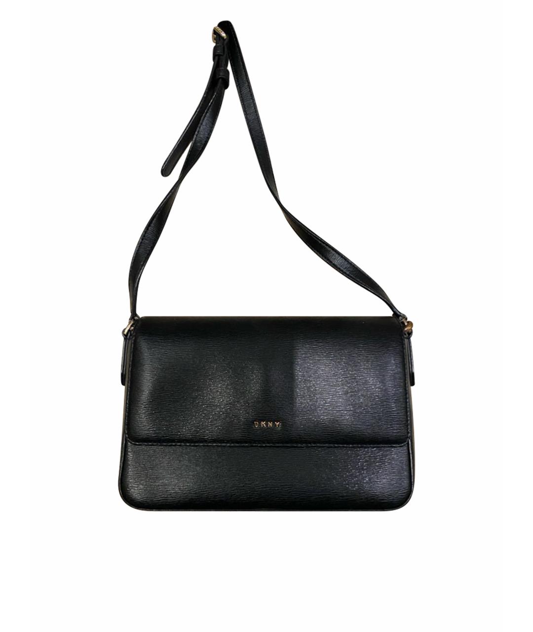 DKNY Черная кожаная сумка через плечо, фото 1