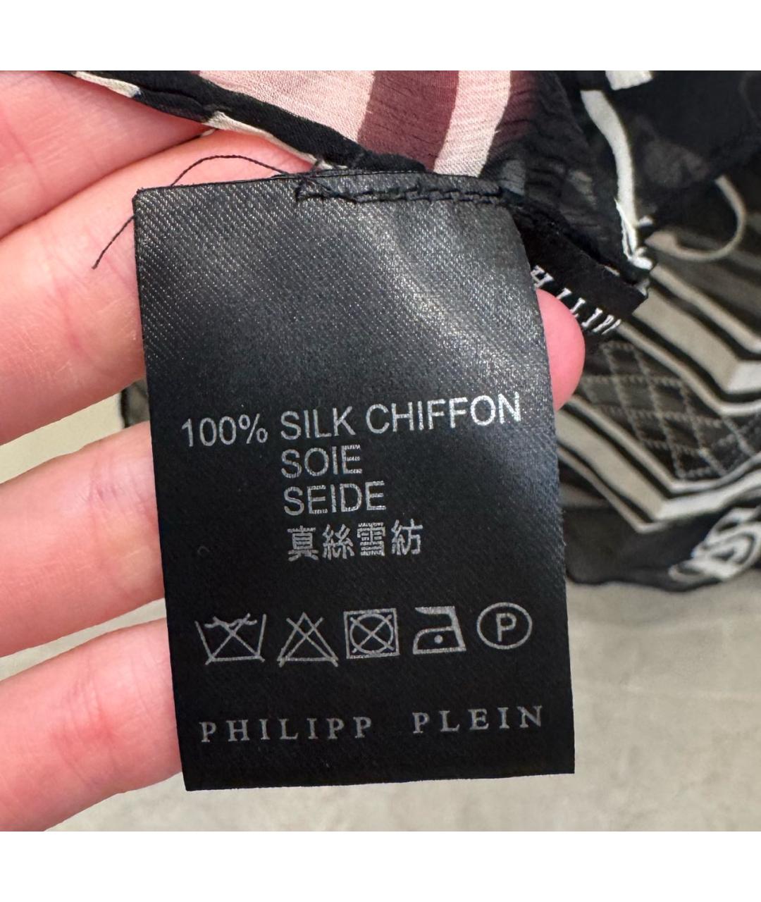 PHILIPP PLEIN Черный шелковый платок, фото 3