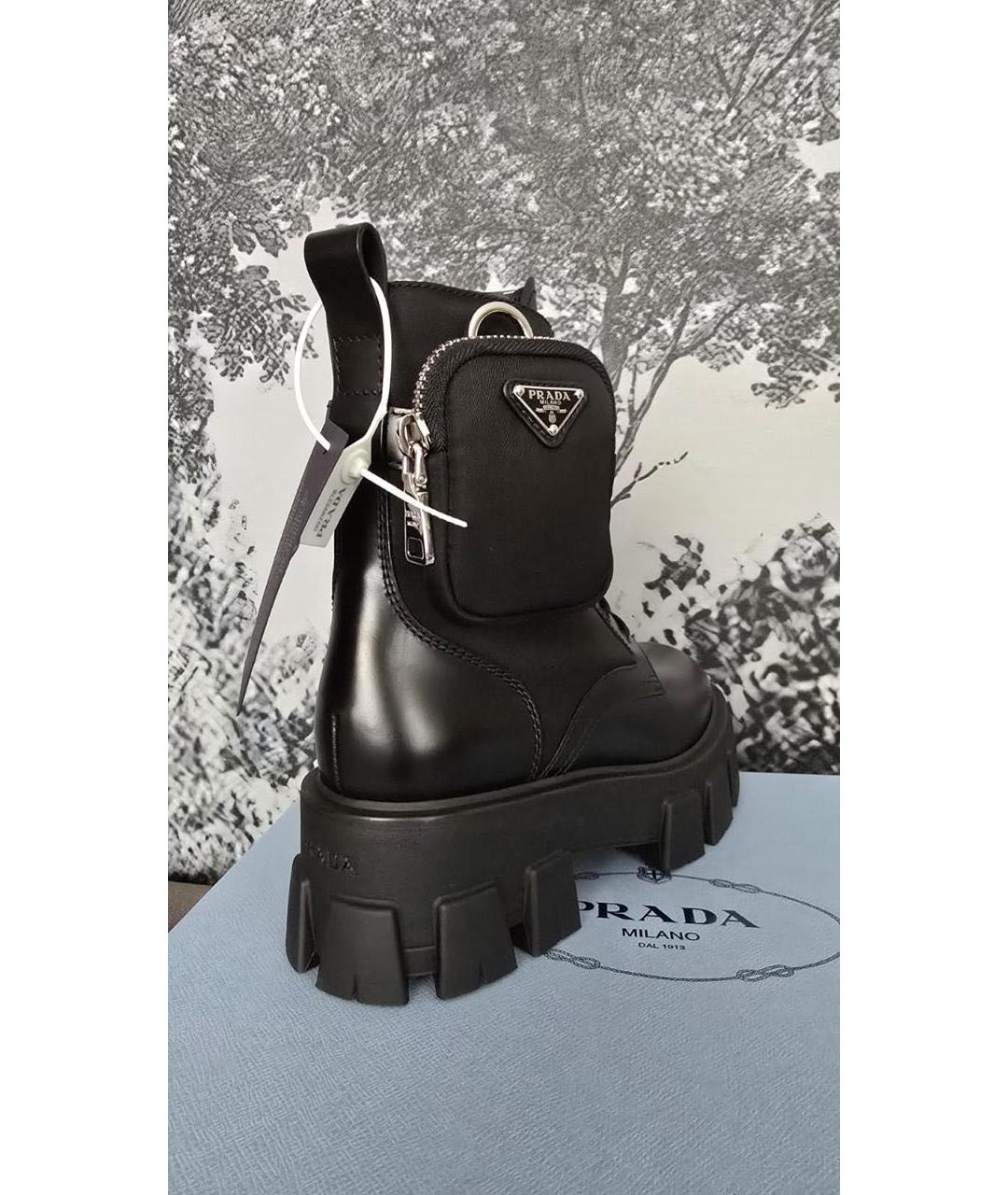 PRADA Черные кожаные ботинки, фото 4