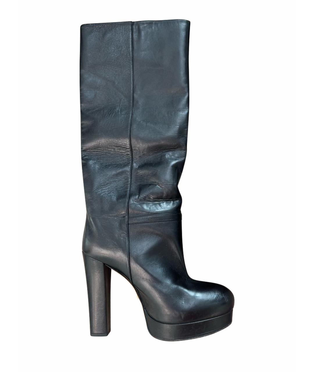 GUCCI Черные кожаные сапоги, фото 1