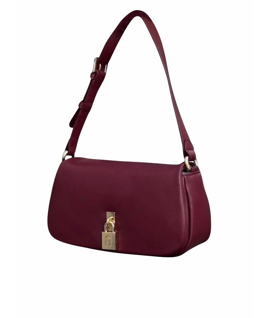FURLA Бордовая кожаная сумка через плечо, фото 1