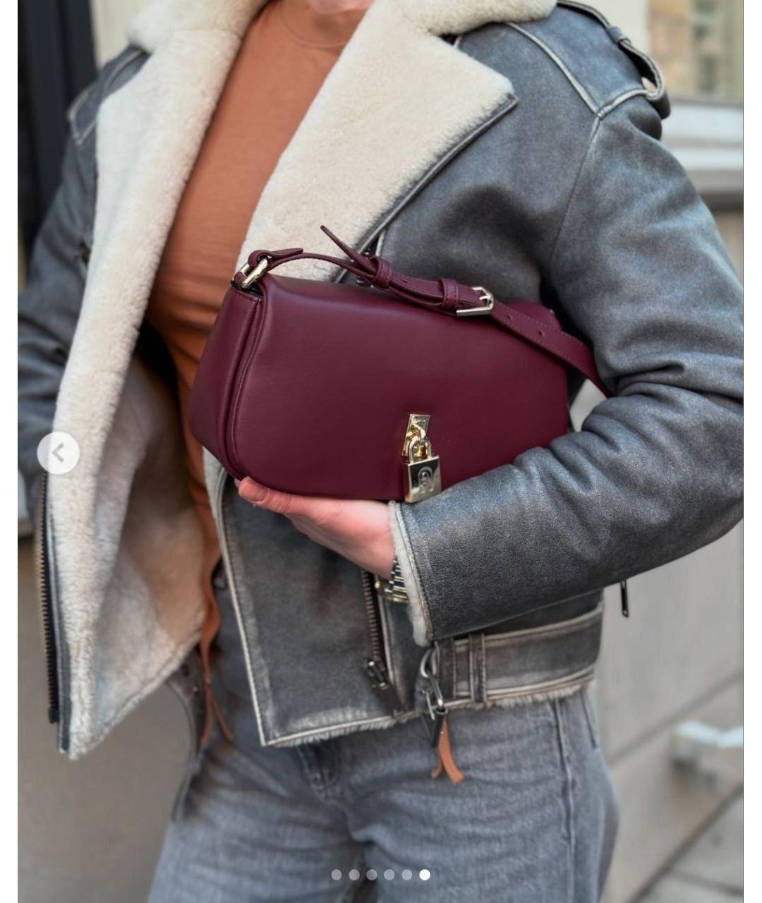 FURLA Бордовая кожаная сумка через плечо, фото 5