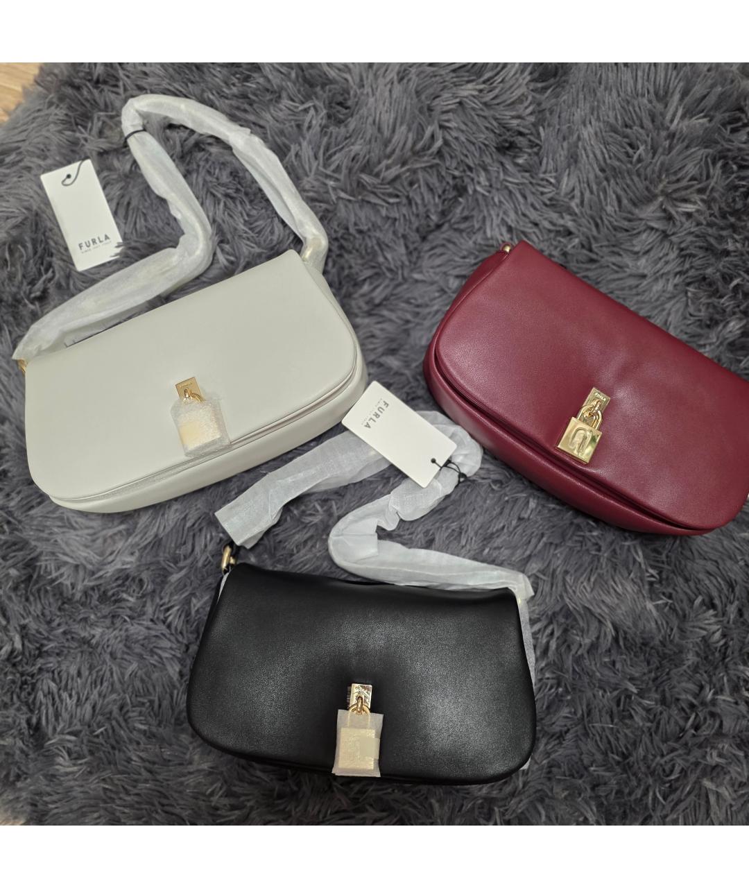 FURLA Бордовая кожаная сумка через плечо, фото 4