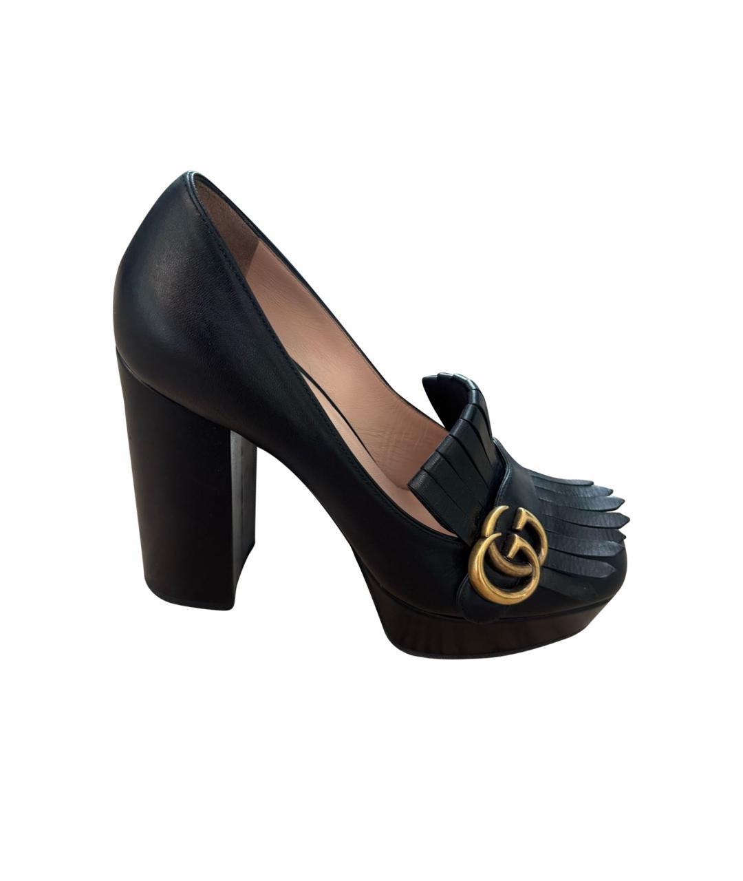 GUCCI Черные кожаные туфли, фото 1