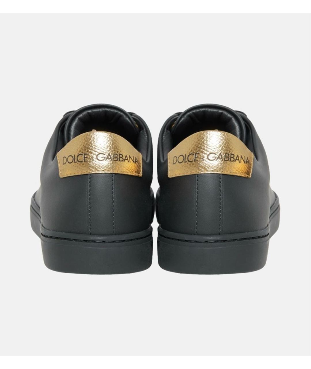 DOLCE&GABBANA Черные кожаные кеды, фото 4