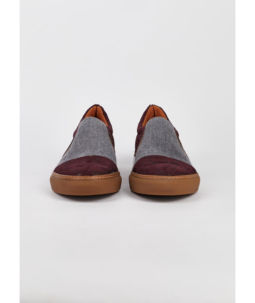 DRIES VAN NOTEN Бордовые текстильные слипоны, фото 3