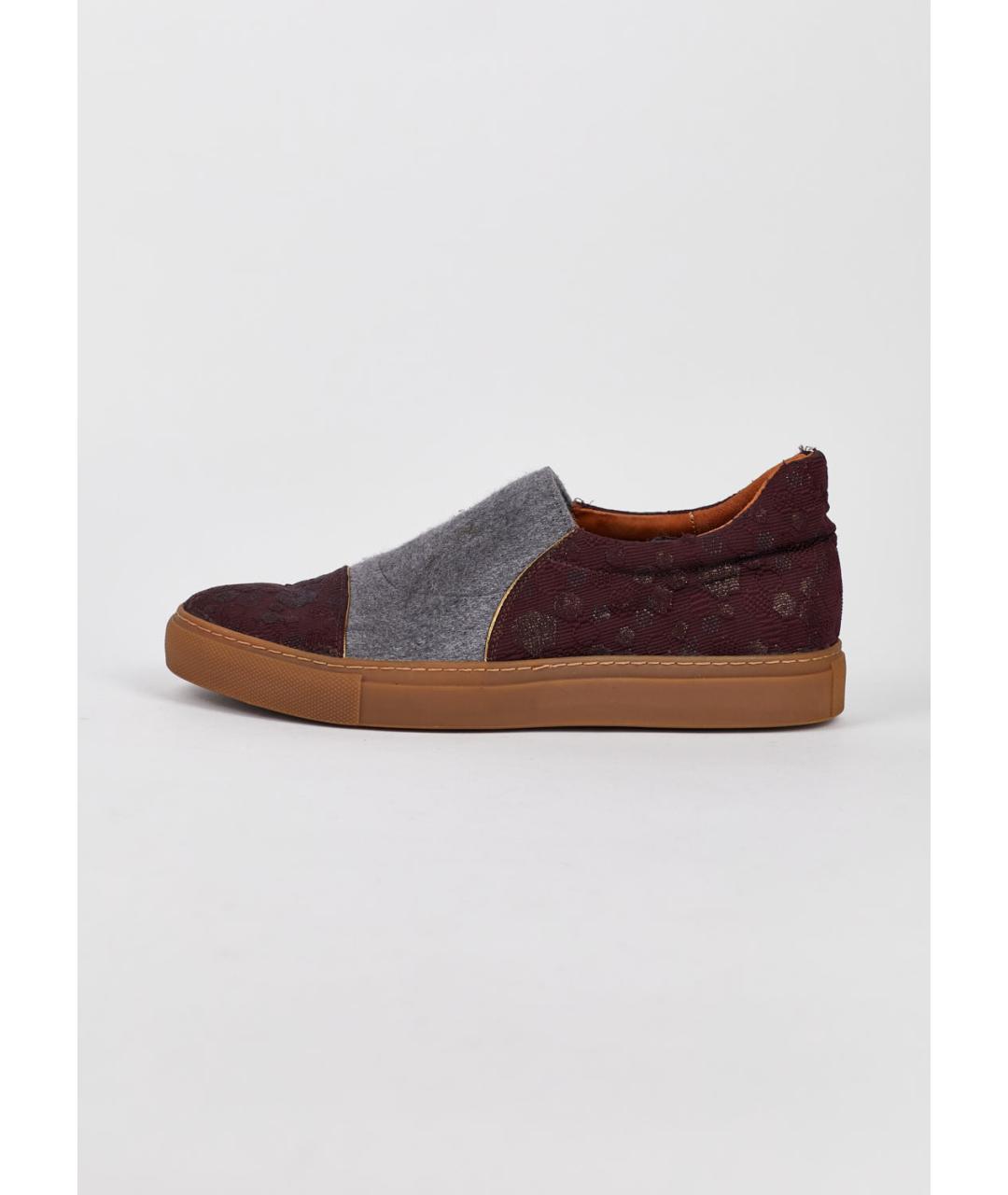 DRIES VAN NOTEN Бордовые текстильные слипоны, фото 6