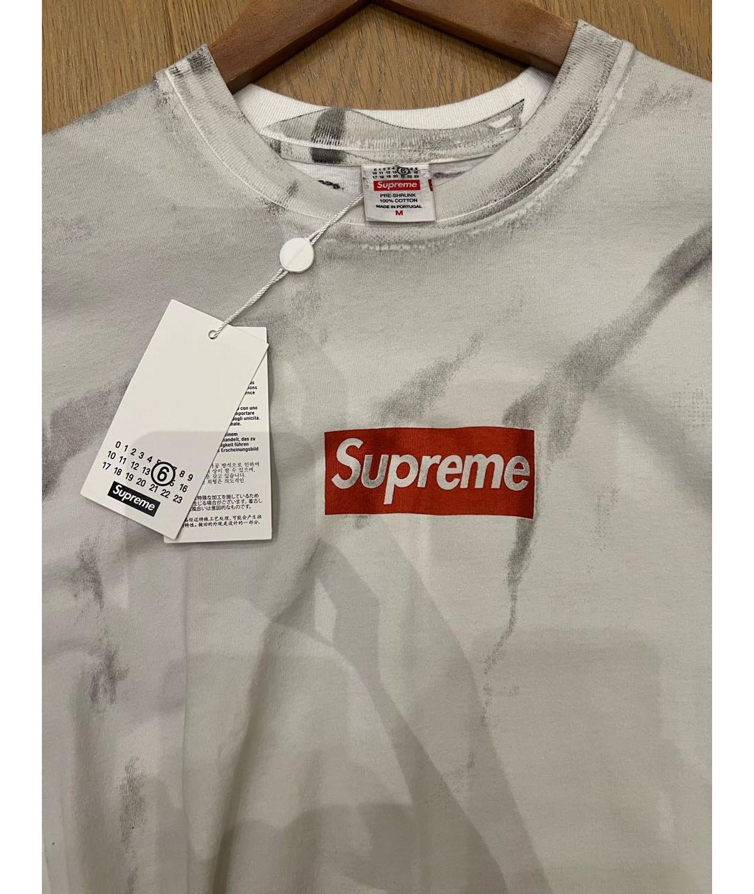 SUPREME Белая хлопковая футболка, фото 3
