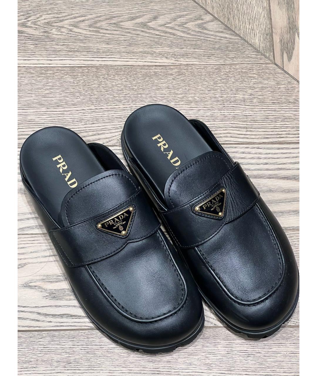 PRADA Черные кожаные сабо, фото 4