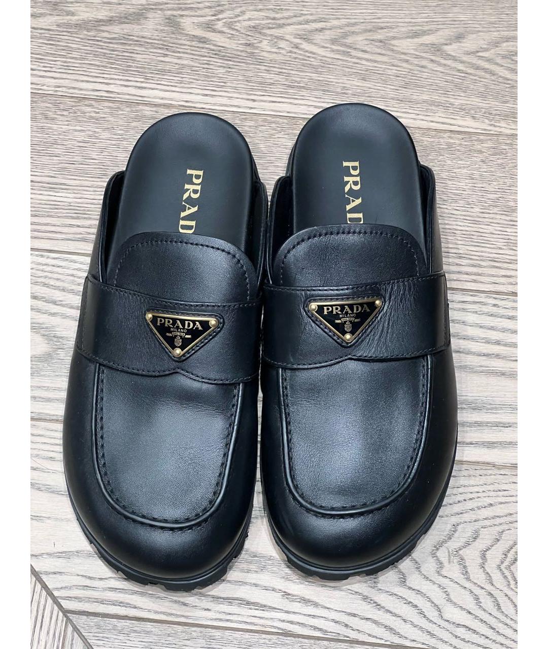 PRADA Черные кожаные сабо, фото 2
