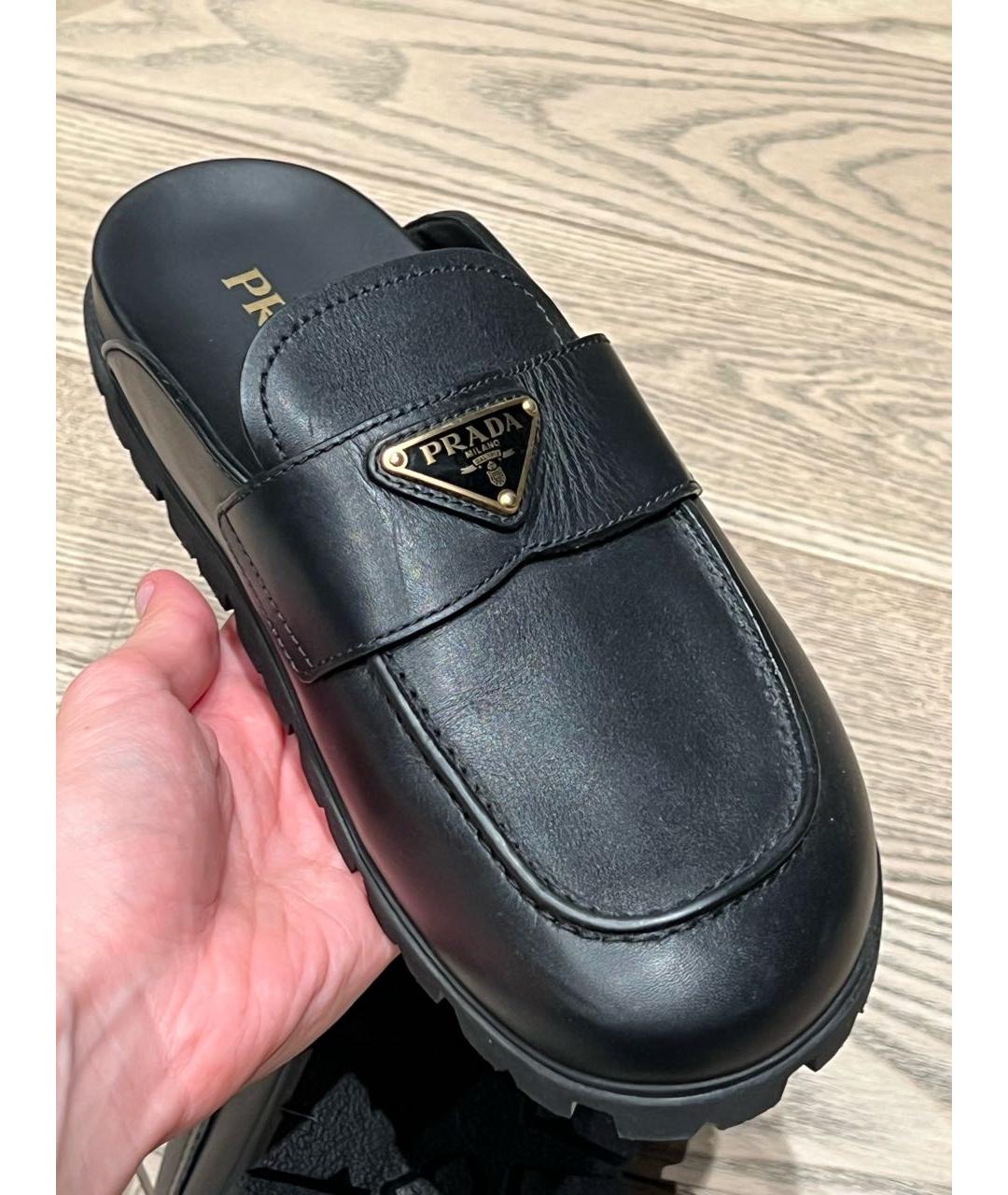 PRADA Черные кожаные сабо, фото 7