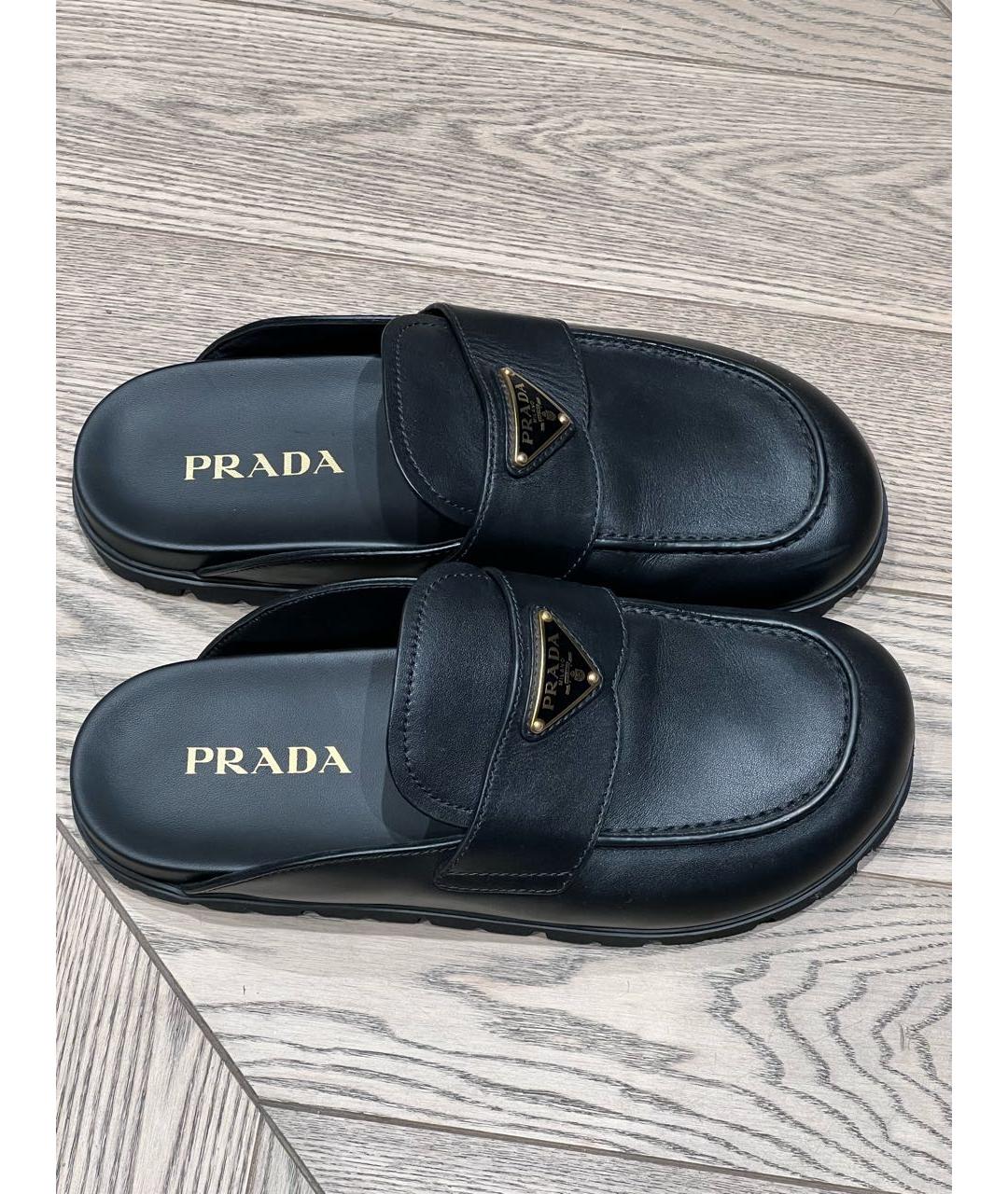 PRADA Черные кожаные сабо, фото 8